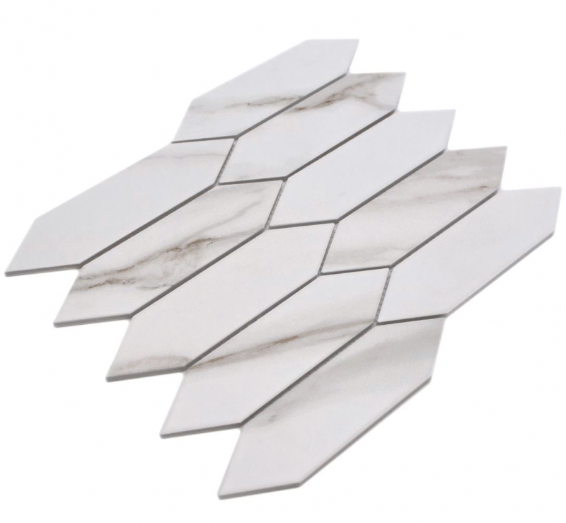 Mosaico ceramico dipinto a mano esagono esagono Calacatta bianco grigio-marrone opaco MOS13-L1112_m