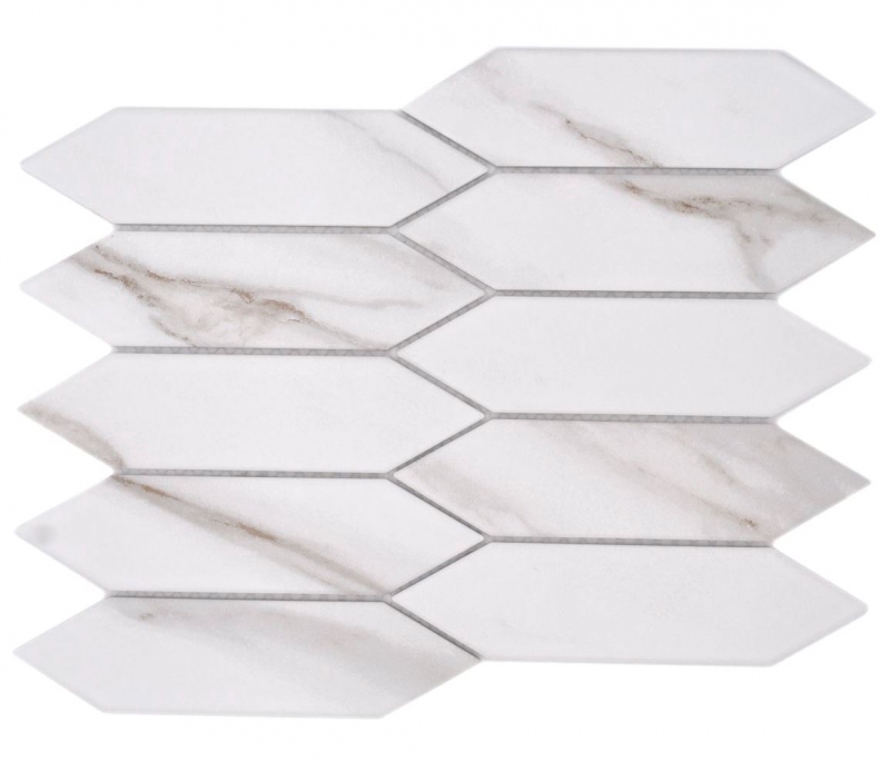 Mosaico ceramico dipinto a mano esagono esagono Calacatta bianco grigio-marrone opaco MOS13-L1112_m