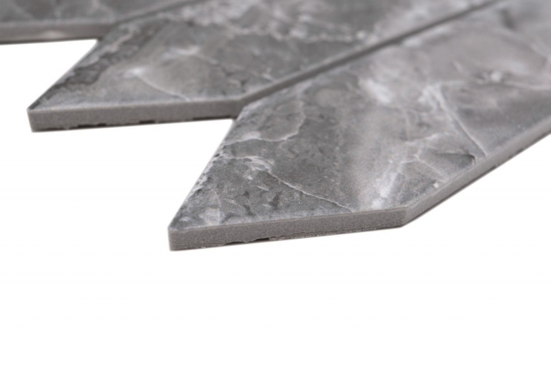 Mosaico ceramico dipinto a mano esagono esagono effetto pietra allungato grigio scuro opaco MOS13-L0208_m