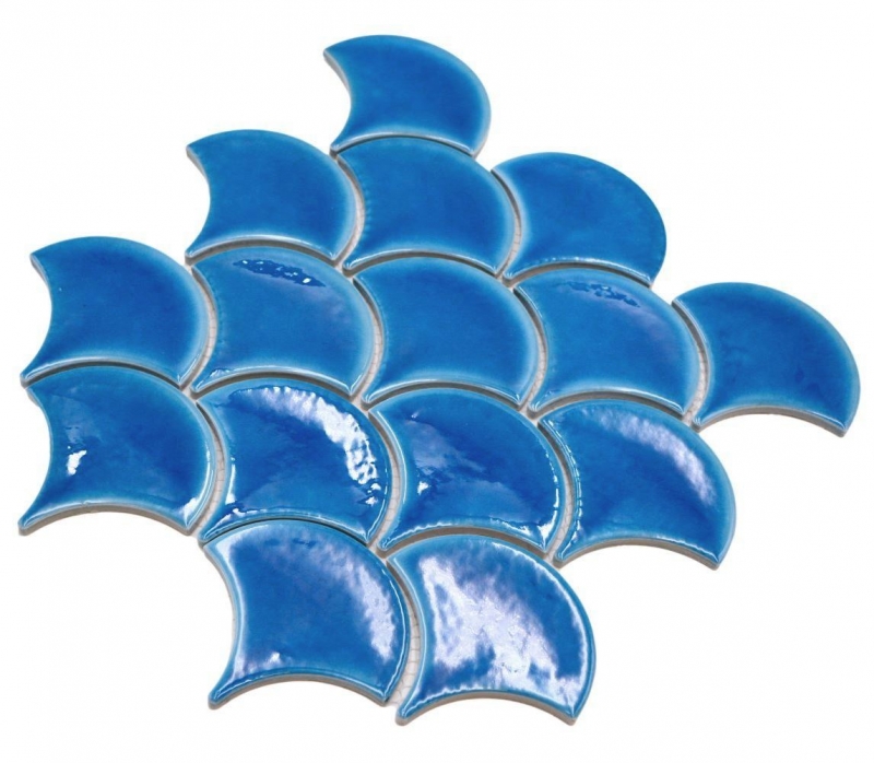 Piastrella di ceramica dipinta a mano a ventaglio a squame di pesce tinta unita blu scuro stile ghiaccio screpolato MOS13-FS3_m