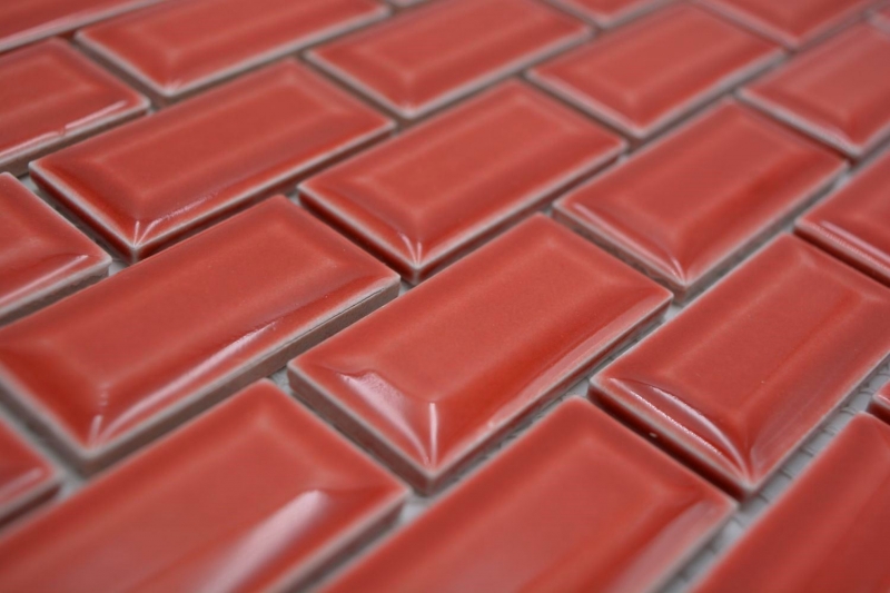 Piastrella di ceramica dipinta a mano a mosaico in muratura uni red MOS26-0912_m
