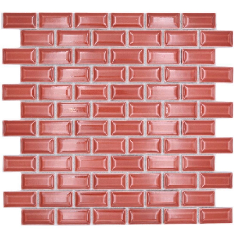 Piastrella di ceramica dipinta a mano a mosaico in muratura uni red MOS26-0912_m