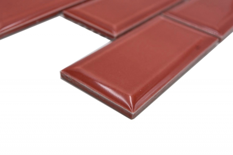 Mosaico ceramico dipinto a mano Metro composite look uni red MOS24-09R_m