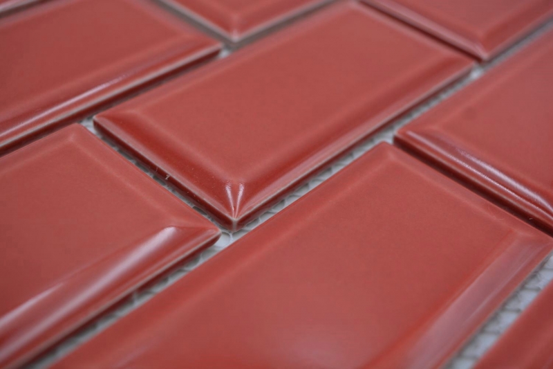 Mosaico ceramico dipinto a mano Metro composite look uni red MOS24-09R_m