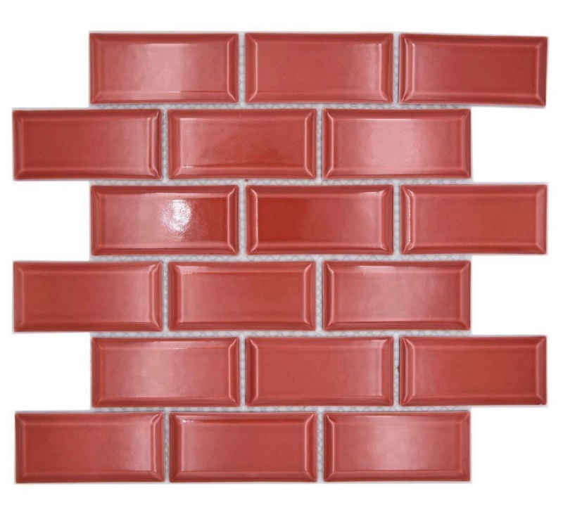 Mosaico ceramico dipinto a mano Metro composite look uni red MOS24-09R_m