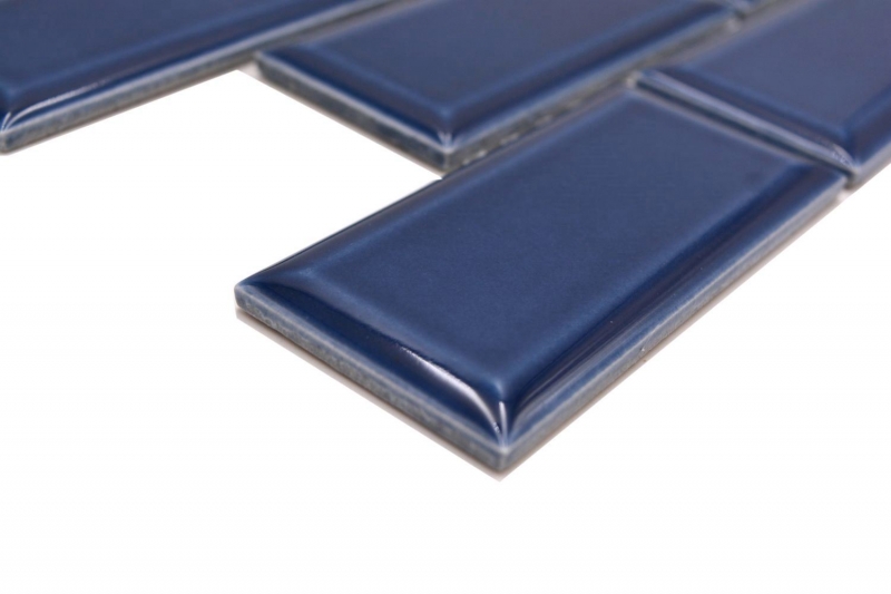 Mosaico ceramico dipinto a mano Metro composite look uni blu cobalto MOS24-04K_m