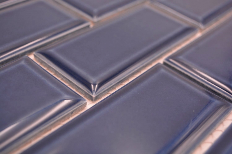 Mosaico ceramico dipinto a mano Metro composite look uni blu cobalto MOS24-04K_m