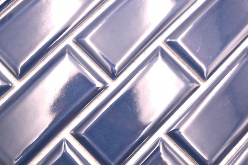 Mosaico ceramico dipinto a mano Metro composite look uni blu cobalto MOS24-04K_m