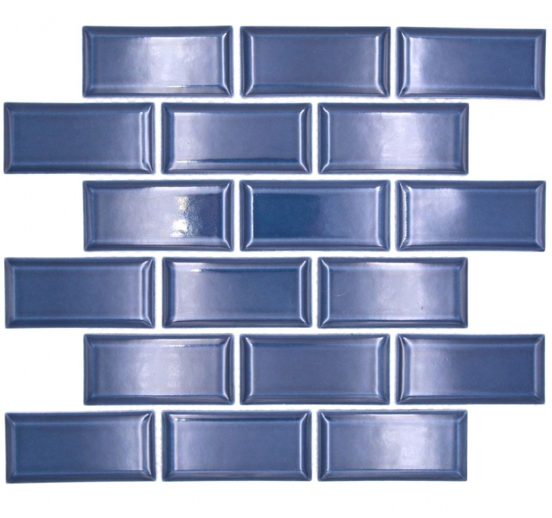 Mosaico ceramico dipinto a mano Metro composite look uni blu cobalto MOS24-04K_m