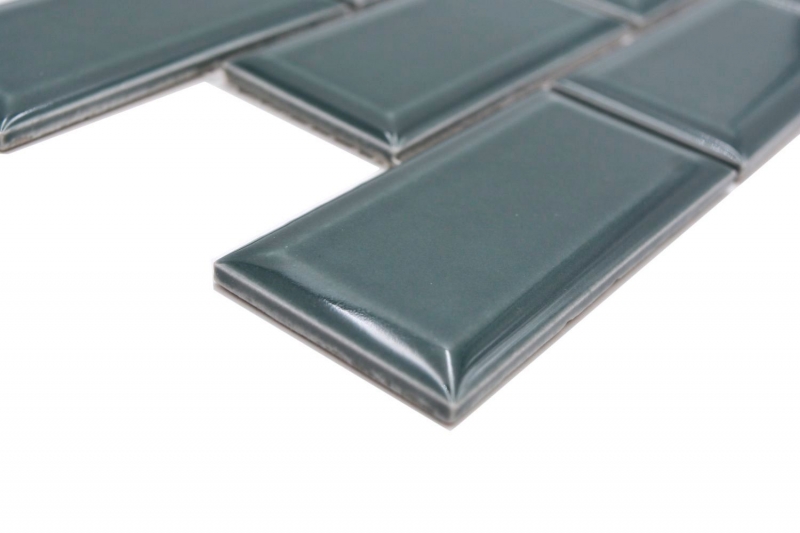 Mosaico ceramico dipinto a mano Metro composite look uni forest green MOS24-06G_m