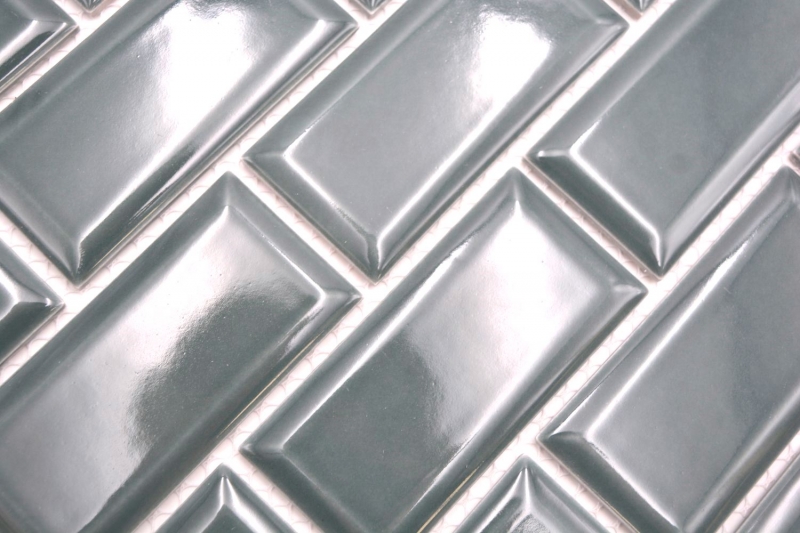 Mosaico ceramico dipinto a mano Metro composite look uni forest green MOS24-06G_m