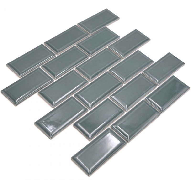 Mosaico ceramico dipinto a mano Metro composite look uni forest green MOS24-06G_m