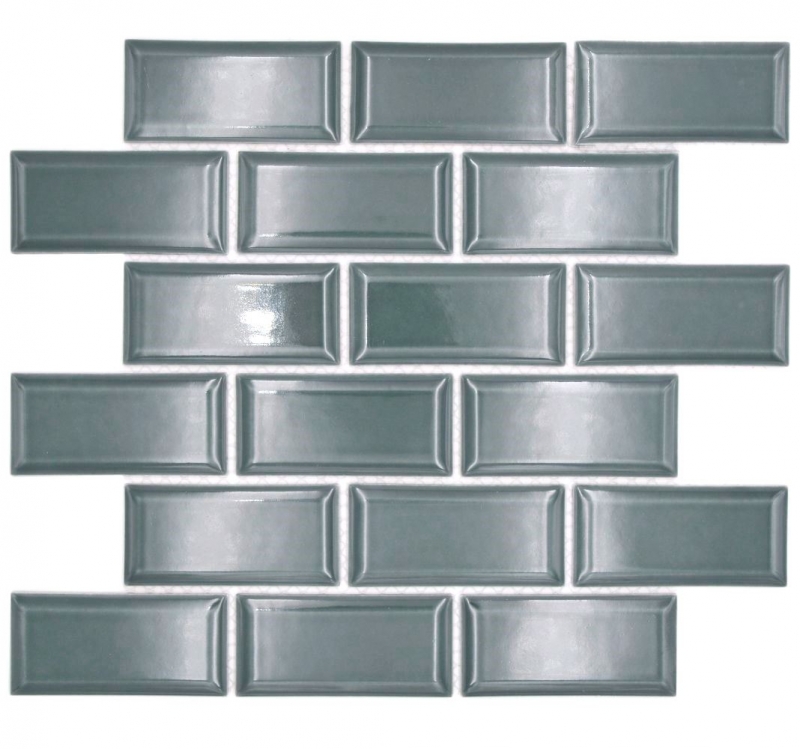 Mosaico ceramico dipinto a mano Metro composite look uni forest green MOS24-06G_m