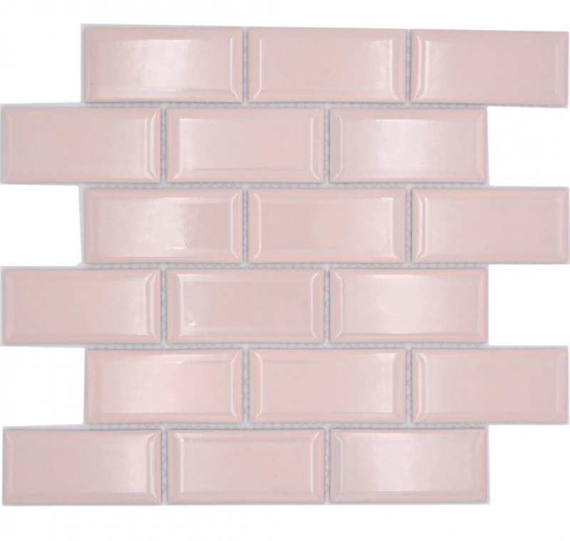 Piastrella di ceramica dipinta a mano Metro composite look uni pale pink pastel MOS24-11T_m