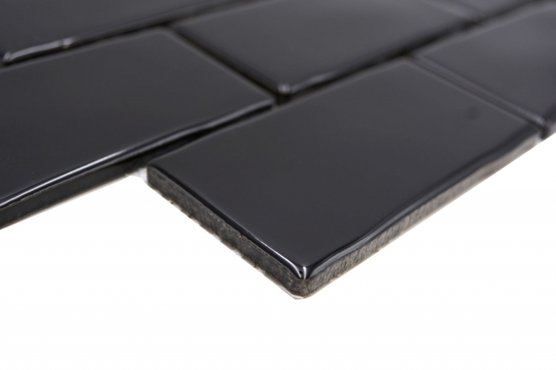 Mosaico ceramico dipinto a mano Metro Sybway composito uni nero lucido MOS26-112_m