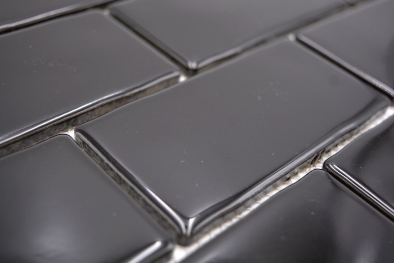 Mosaico ceramico dipinto a mano Metro Sybway composito uni nero lucido MOS26-112_m