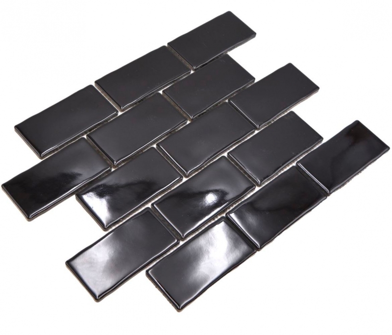 Mosaico ceramico dipinto a mano Metro Sybway composito uni nero lucido MOS26-112_m