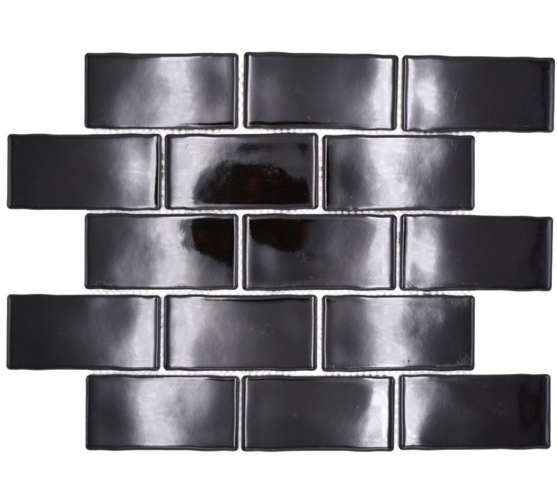 Mosaico ceramico dipinto a mano Metro Sybway composito uni nero lucido MOS26-112_m