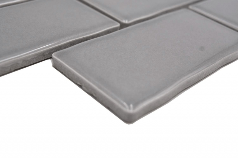 Mosaico ceramico dipinto a mano Metro Sybway composito uni stone grey light grey glossy MOS26-345_m