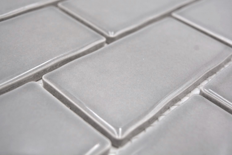 Mosaico ceramico dipinto a mano Metro Sybway composito uni stone grey light grey glossy MOS26-345_m