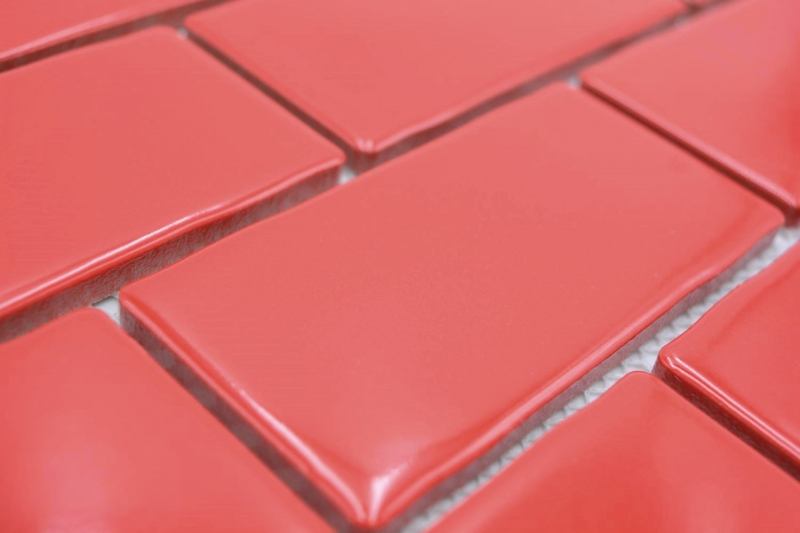 Mosaico ceramico dipinto a mano Metro Sybway composito uni rosso fuoco lucido MOS26-567_m