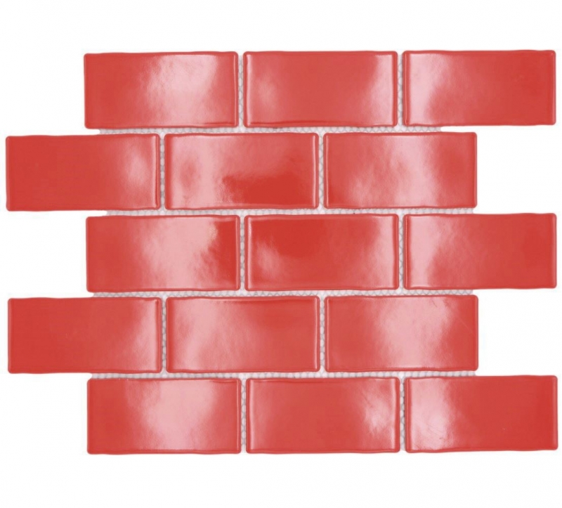 Mosaico ceramico dipinto a mano Metro Sybway composito uni rosso fuoco lucido MOS26-567_m