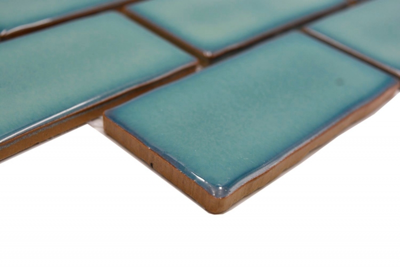 Mosaico ceramico dipinto a mano Metro Sybway composito uni verde petrolio lucido MOS26-716_m