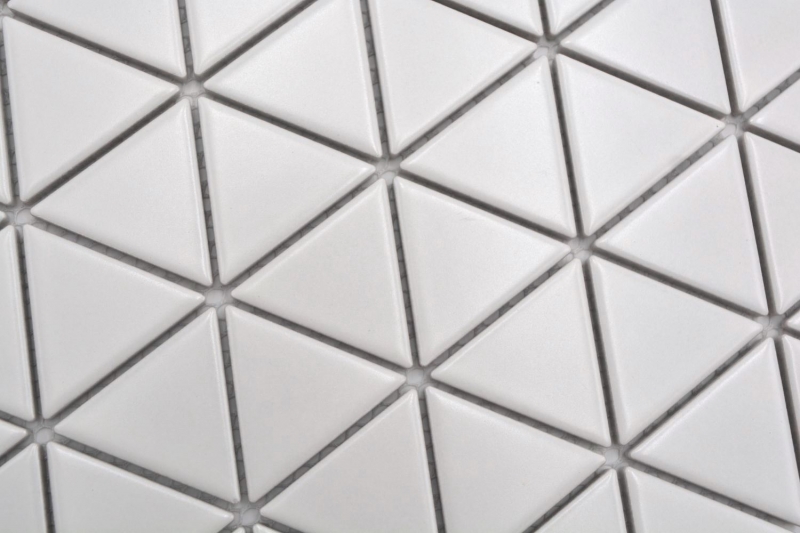 Piastrella di mosaico ceramico dipinta a mano triangolo diamante tinta unita bianco opaco MOS13-t41_m