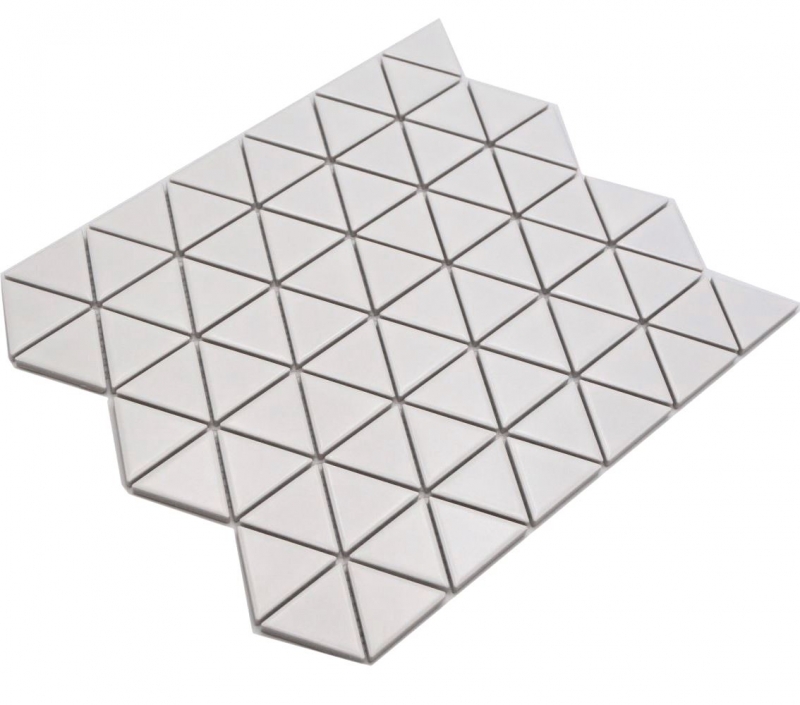 Piastrella di mosaico ceramico dipinta a mano triangolo diamante tinta unita bianco opaco MOS13-t41_m