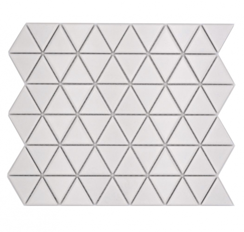 Piastrella di mosaico ceramico dipinta a mano triangolo diamante tinta unita bianco opaco MOS13-t41_m