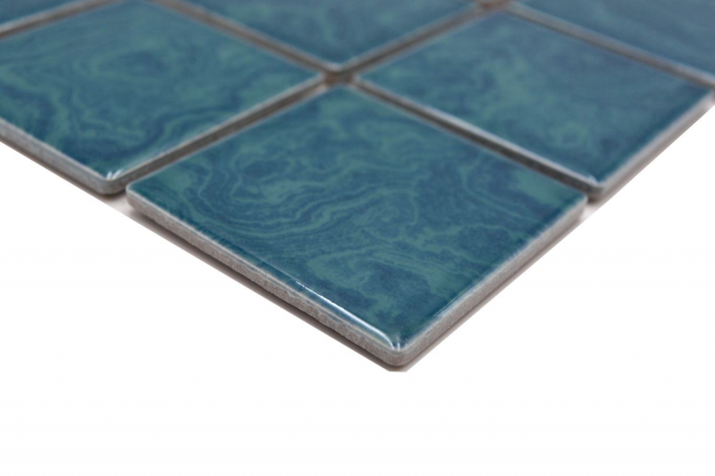 Piastrella di ceramica dipinta a mano con striature blu smeraldo verde MOS14-0403_m