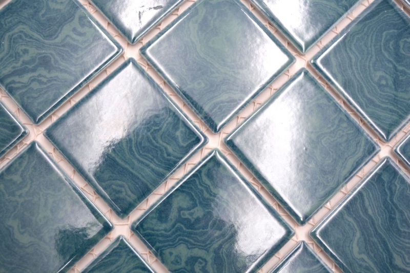 Piastrella di ceramica dipinta a mano con striature blu smeraldo verde MOS14-0403_m