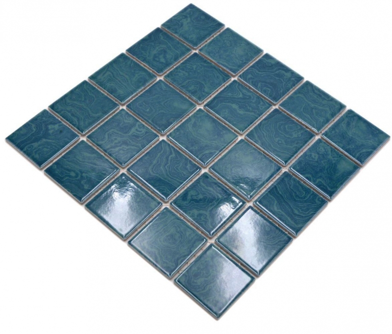 Piastrella di ceramica dipinta a mano con striature blu smeraldo verde MOS14-0403_m