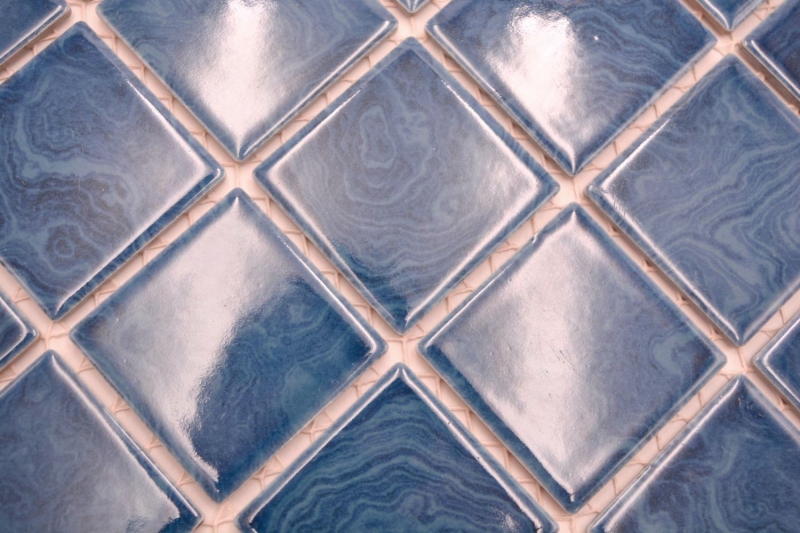 Piastrella di mosaico in ceramica dipinta a mano blu ghiaccio striature blu MOS14-0404_m
