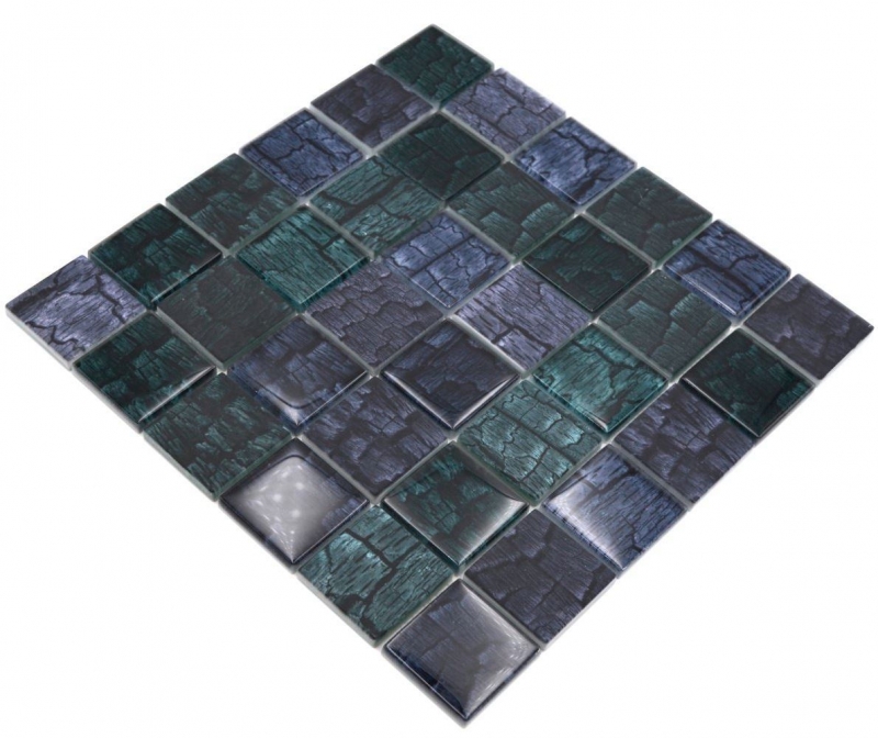 Mosaico di vetro dipinto a mano tessere di mosaico effetto pietra foresta verde scuro nero antracite MOS88-59P_m
