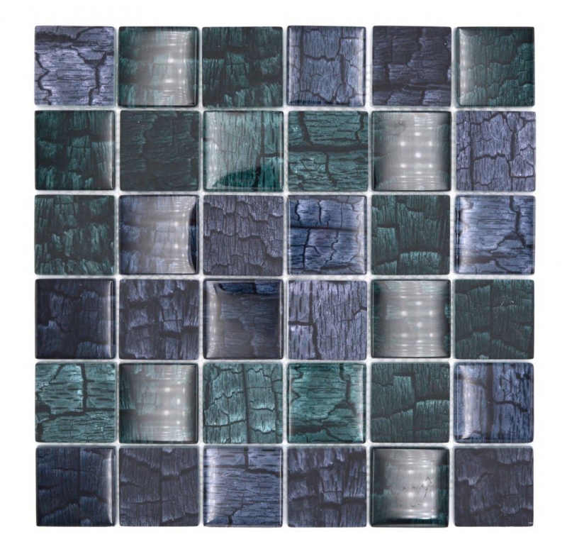 Mosaico di vetro dipinto a mano tessere di mosaico effetto pietra foresta verde scuro nero antracite MOS88-59P_m