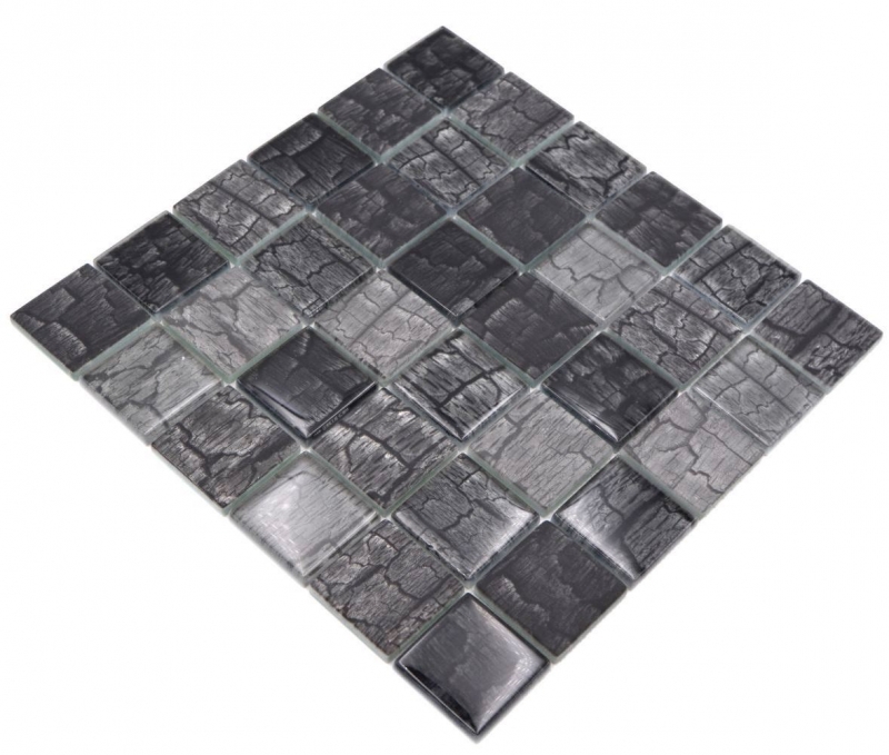 Mosaico in vetro dipinto a mano effetto pietra grigio bosco grigio scuro MOS88-88P_m
