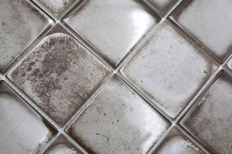 Piastrella di mosaico di vetro dipinta a mano Retro Vinatage stile cemento grigio urbano MOS88-S04_m