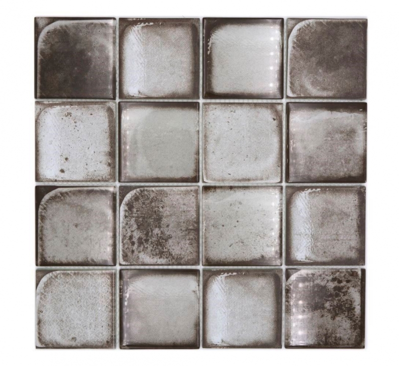 Piastrella di mosaico di vetro dipinta a mano Retro Vinatage stile cemento grigio urbano MOS88-S04_m