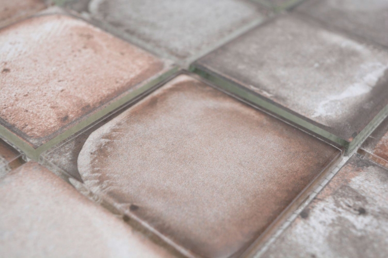Piastrella di mosaico di vetro dipinta a mano Retro Vinatage Stile cemento Grigio pastello Beige MOS88-S08_m