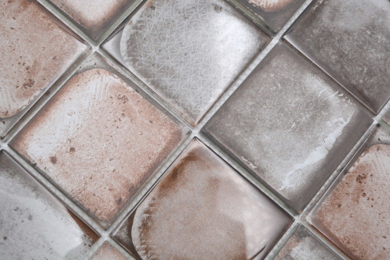 Piastrella di mosaico di vetro dipinta a mano Retro Vinatage Stile cemento Grigio pastello Beige MOS88-S08_m