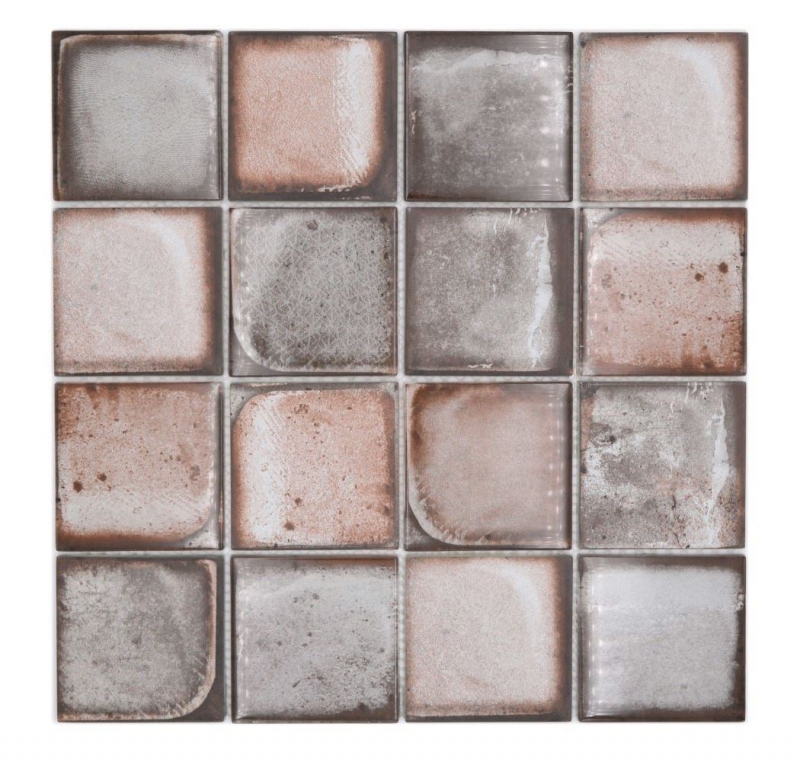 Piastrella di mosaico di vetro dipinta a mano Retro Vinatage Stile cemento Grigio pastello Beige MOS88-S08_m
