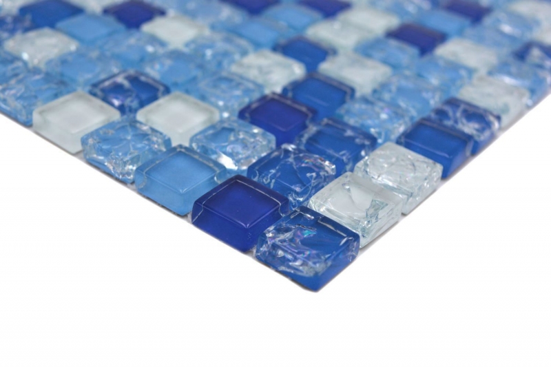 Mosaico in vetro dipinto a mano tessere di mosaico bianco sporco blu MOS92-0104_m