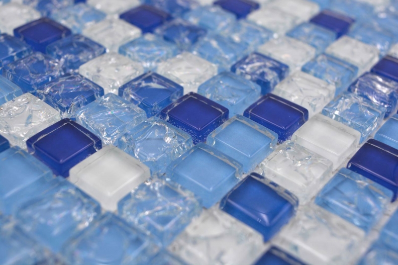 Mosaico in vetro dipinto a mano tessere di mosaico bianco sporco blu MOS92-0104_m