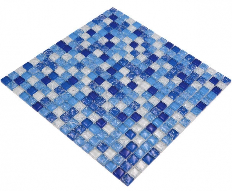 Mosaico in vetro dipinto a mano tessere di mosaico bianco sporco blu MOS92-0104_m
