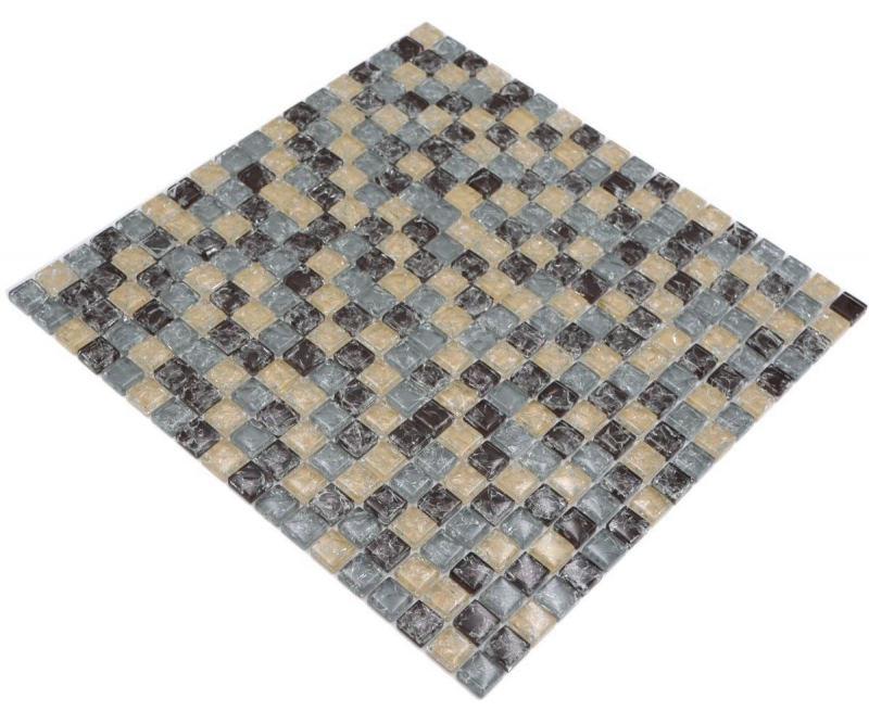 Mosaico in vetro dipinto a mano tessere di mosaico spezzate grigio beige marrone MOS92-1302_m