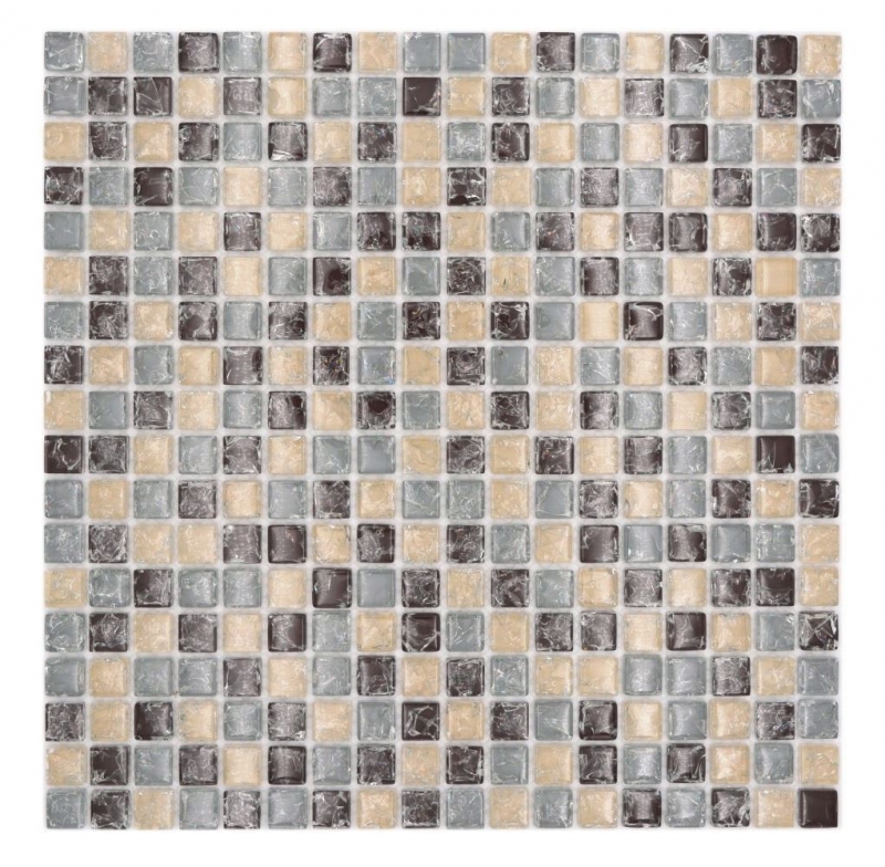 Mosaico in vetro dipinto a mano tessere di mosaico spezzate grigio beige marrone MOS92-1302_m