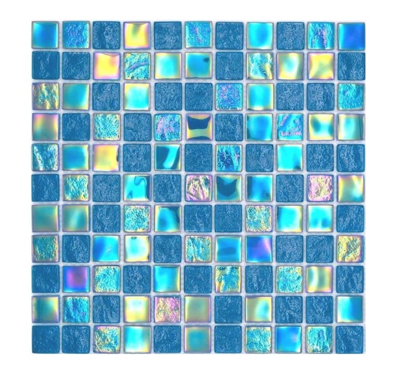 Mosaico in vetro dipinto a mano piccola infradito iridescente nero multicolore MOS65-S63_m