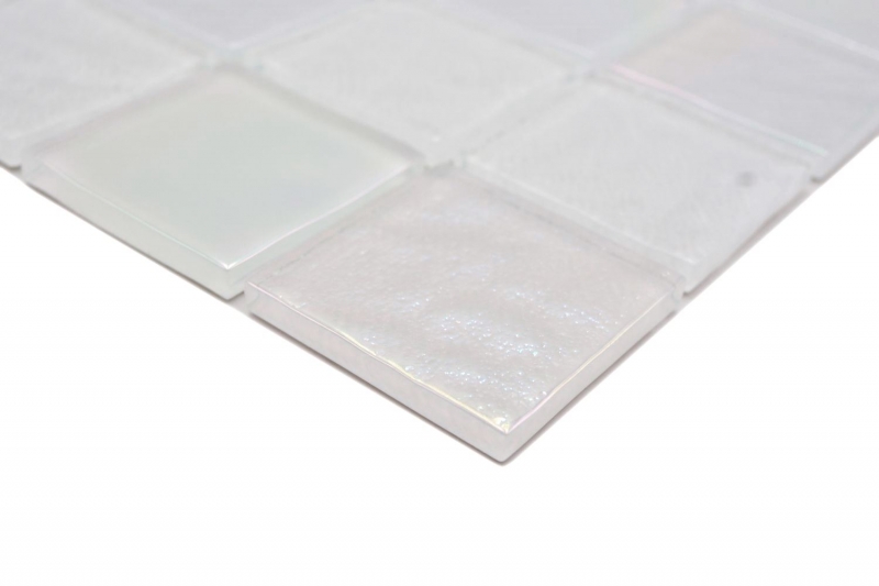 Mosaico di vetro dipinto a mano, infradito medio bianco iridescente multicolore MOS66-S10-48_m