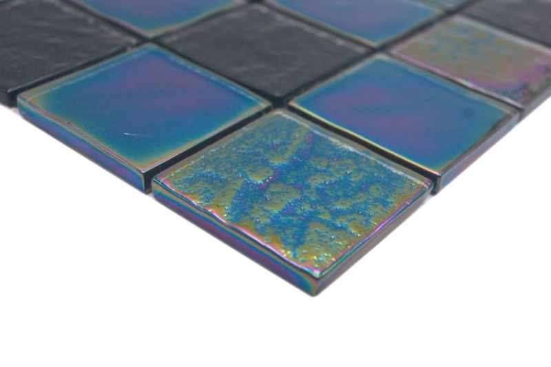 Mosaico in vetro dipinto a mano medio infradito iridescente nero multicolore MOS66-S65-48_m